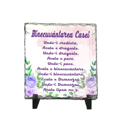 Binecuvantarea casei, piatra ardezie personalizata, cu mesaj model, pa069